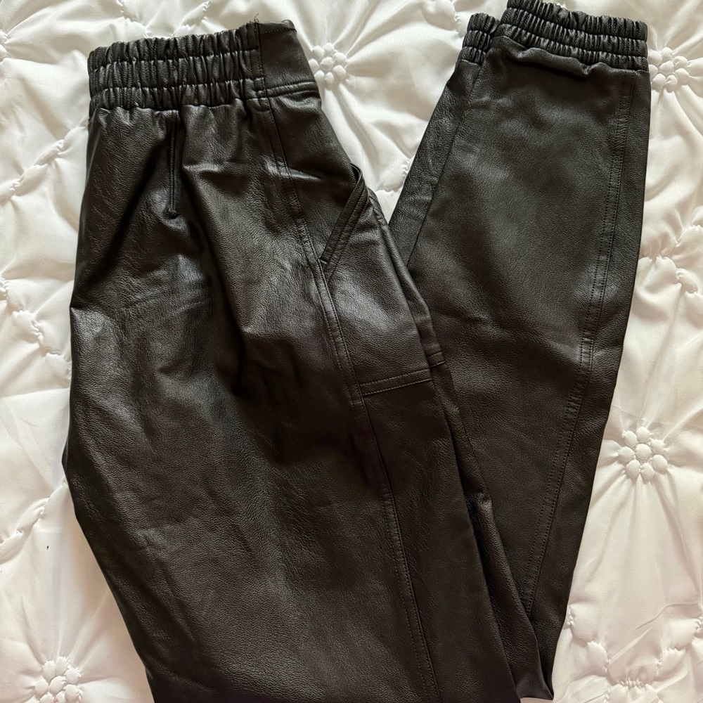 SPANX Black Faux Leather Pants xs